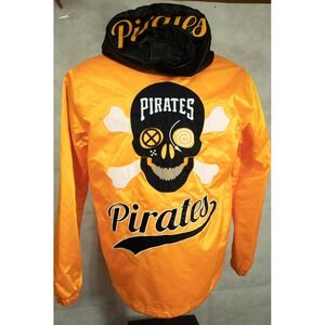 VTG SB Sport Pittsburgh Pirates Coaches Jacket Orange Satin Hooded Skull Large